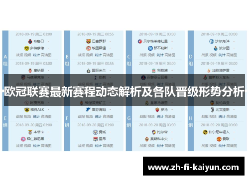 欧冠联赛最新赛程动态解析及各队晋级形势分析